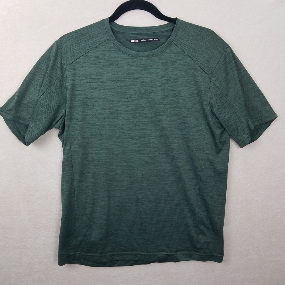 REI Co op Men's Medium Green Heathered Short Sleeve Athletic T Shirt